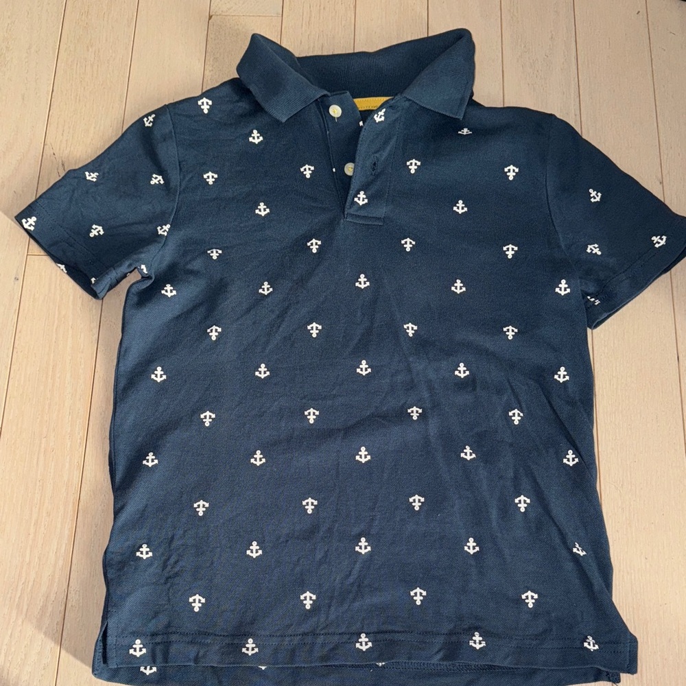 Joe Fresh Navy Blue Boys Polo with White Anchor Print